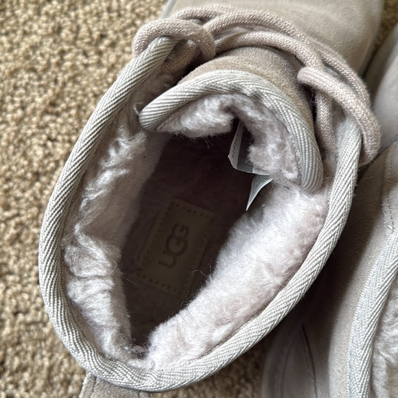 Ugg Women's Neumel Boots Oyster Grey Lace Up Booties - Picture 7 of 9